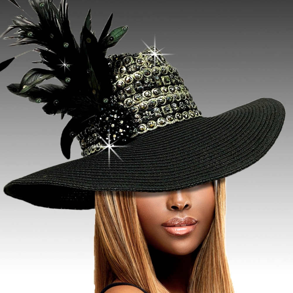 Beloved Millinery Couture Jeweled Cowgirl Cowboy Fedora Hat Stones Feathers